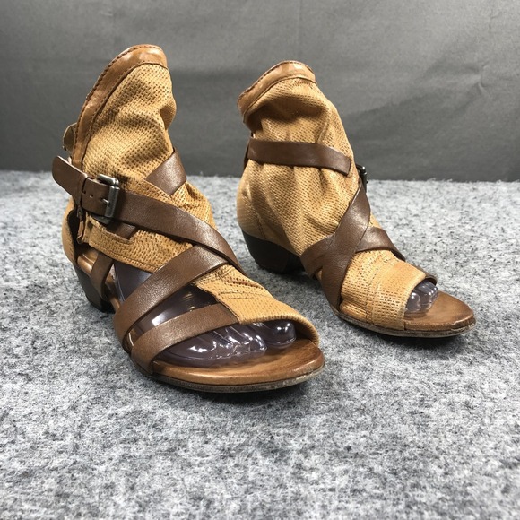 Miz Mooz Shoes - Miz Mooz Verona Sandals Womens 7.5 Brown Leather Strappy Gladiator Low Heel